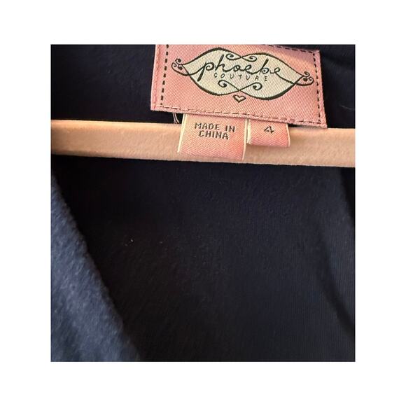 Phoebe Couture Solid Black Knee Length Dress Short Sleeve Ruffle Hem Size 4 - Picture 7 of 7